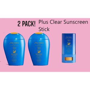 2 PACK Shiseido Ultimate Sun Protector Lotion  SPF50+  1 Stick Clear Sunscreen